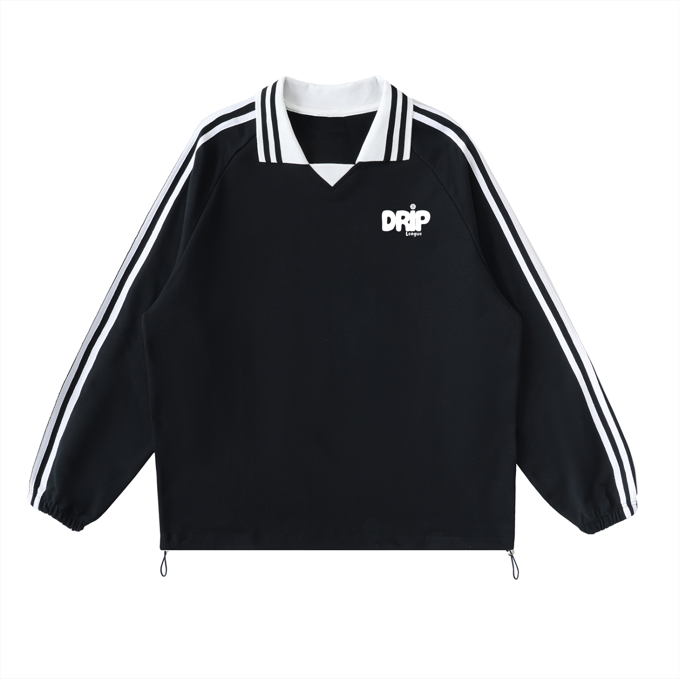 DRIP League Striped Lapel Collar Sweatshirt